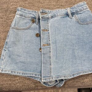 Light Blue Button-Front Denim Skort